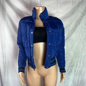 Puffer bomber jacket in blue
